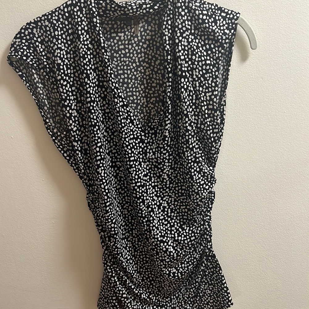 Vince Camuto black and white polka dot blouse